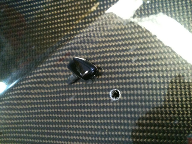 Installing washer nozzles in a Carbon Fiber hood for a Neon SRT4