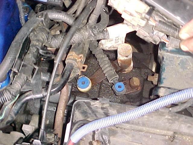 Booger bushings installed on the transmission of a 95-05 Dodge Plymouth Neon
