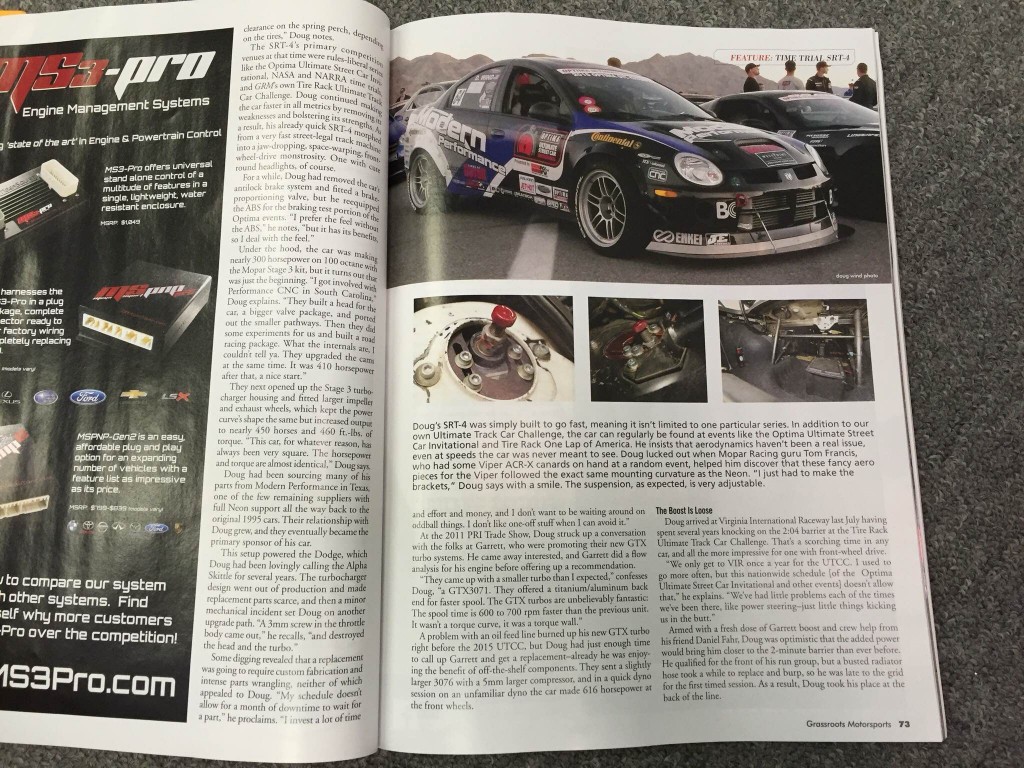 Doug Wind and the Modern Performance sponsored time attack Dodge SRT-4